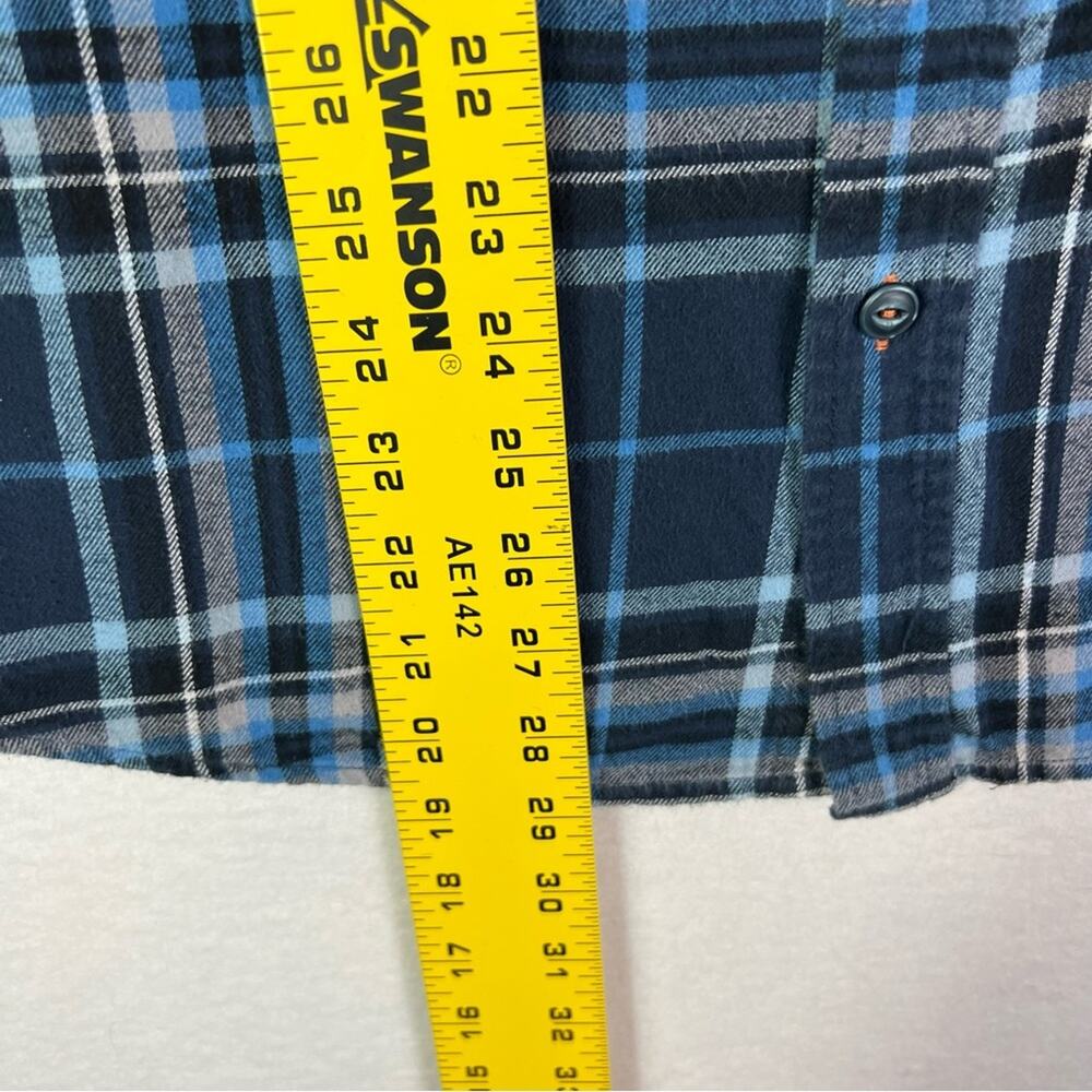Original Weatherproof Flannel Shirt Men's Size Medium Blue Plaid Button Down - Picture 8 of 10